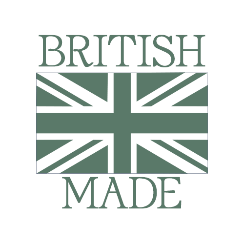 Sage Green British flag with 'BRITISH MADE' text on a white background