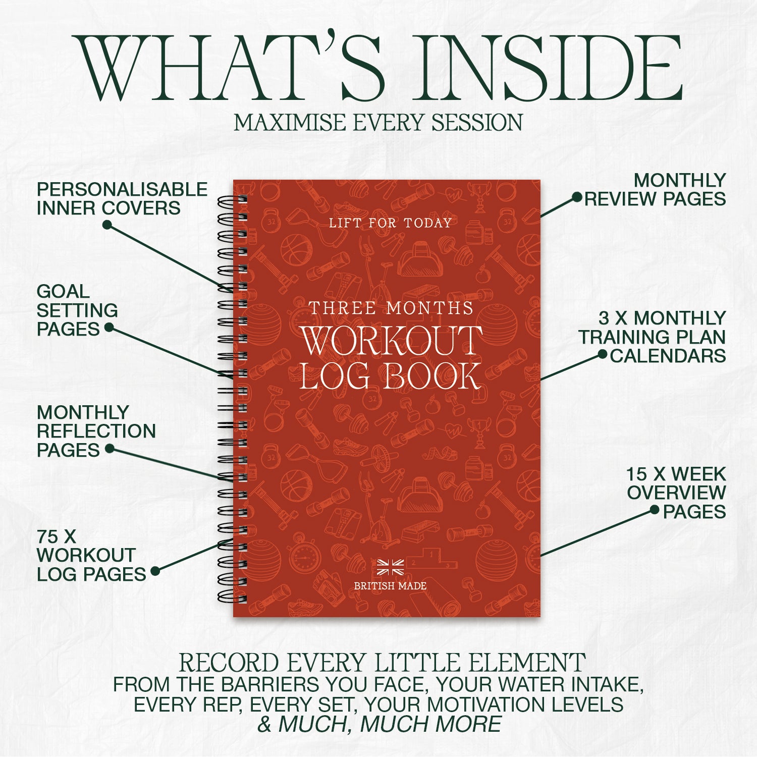 3 Month Workout Log Book