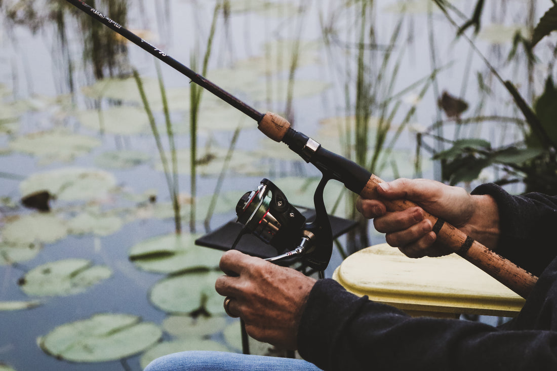 Cork Handled Fishing Rod - Fishing Over A Lilly Pad Lake
