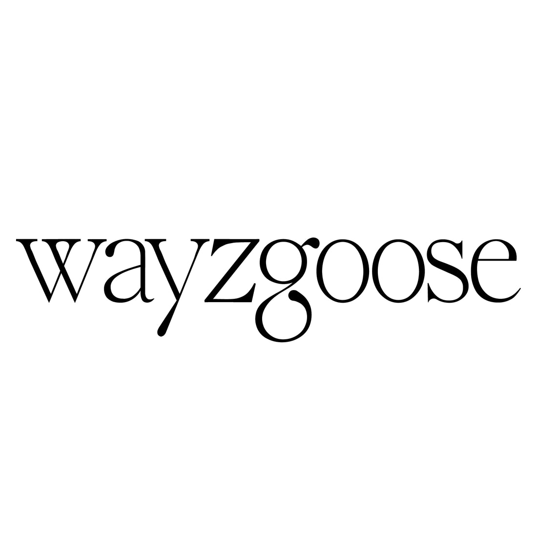 logo that says wayzgoose in black text on a white background